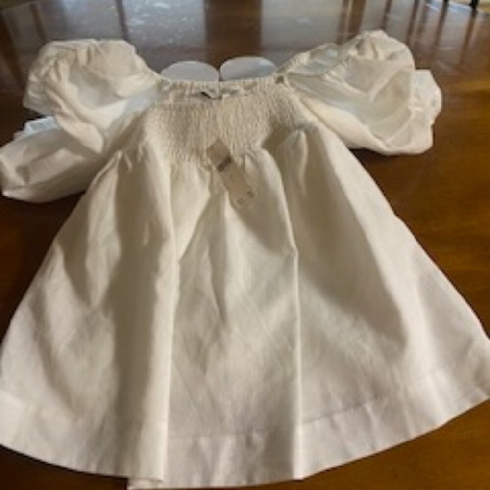 LINEN RUCHED SLEEVE TOP - Picture 1 of 8